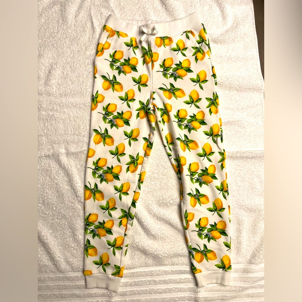 Janie and Jack girls lemon print joggers / Lemon French terry joggers